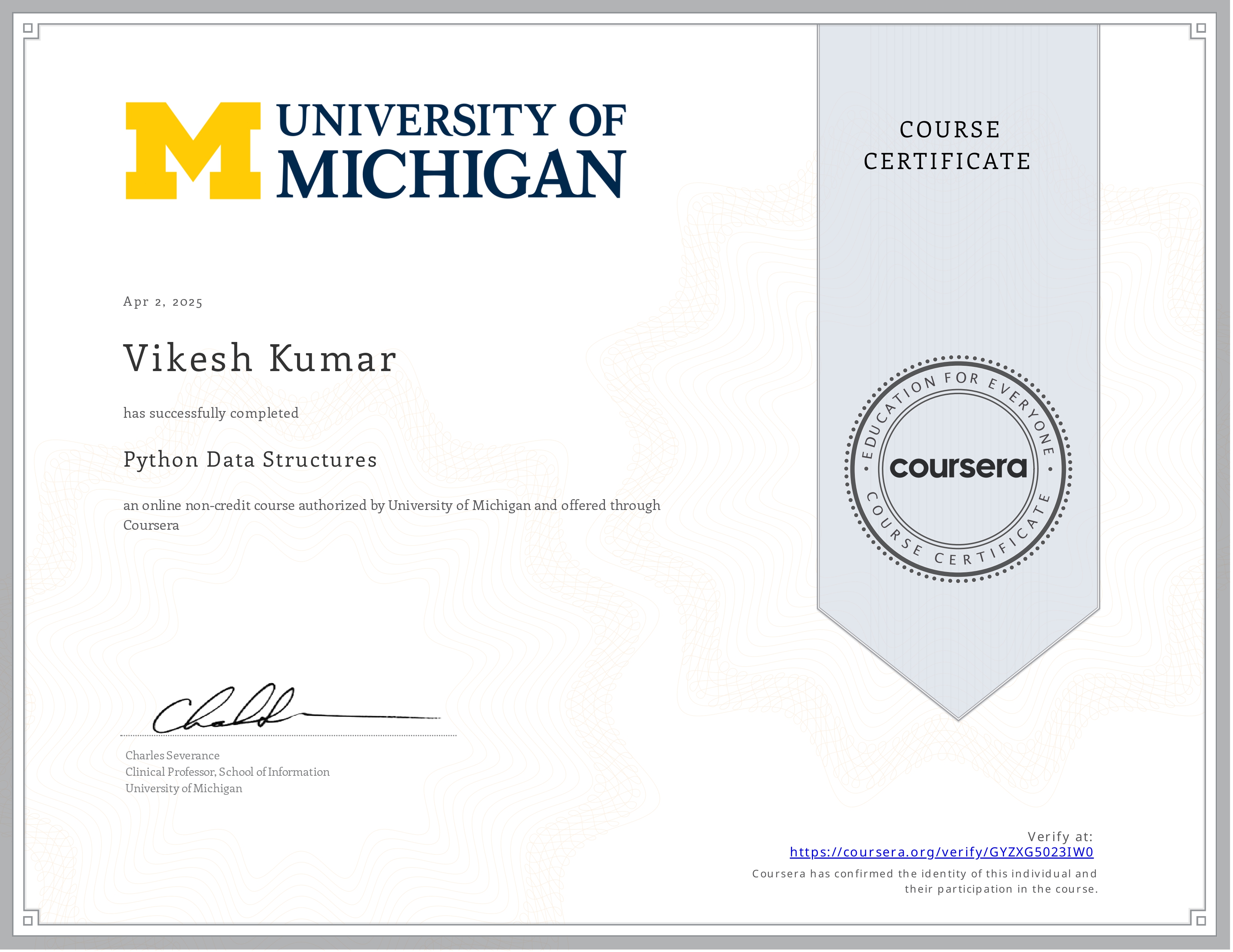 Python Data Structures Certificate