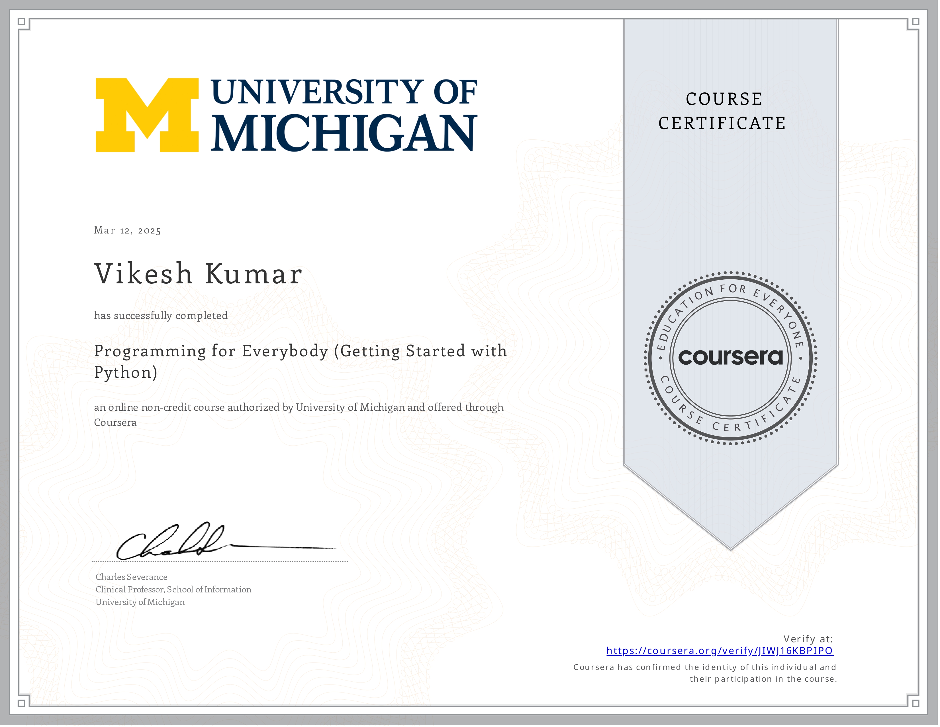 Python Getting Started Certificate